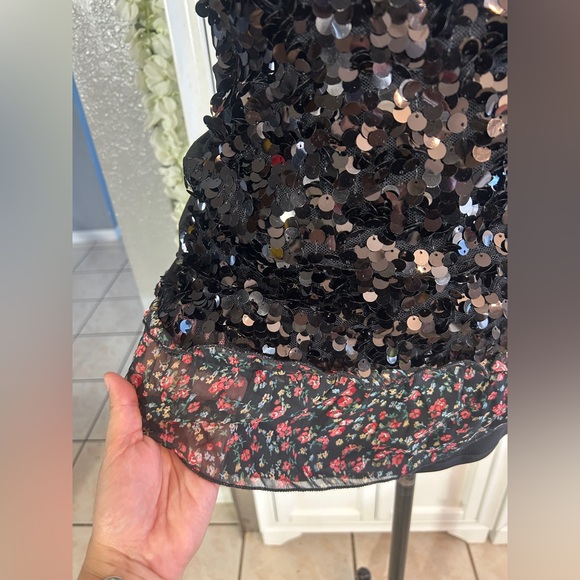 Vintage Early 2000s Full Sequence Mesh Tank Top Blouse Stretchy‎ MEDIUM - Picture 6 of 7